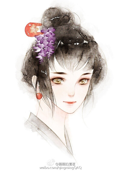 水彩插画古风唯美意境