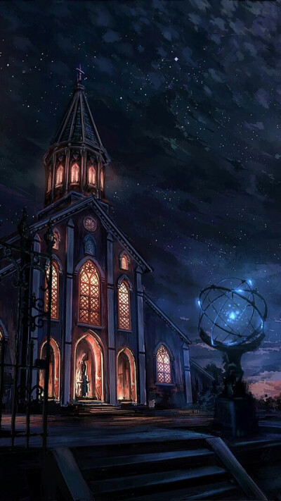 夜里城堡，夜里灯