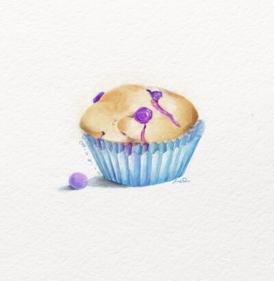 【手绘。蓝莓杯子蛋糕】