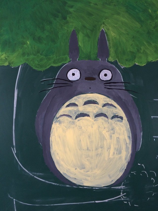 黑板报上的龙猫,能陪伴我们度过多少个春夏秋冬