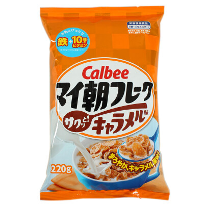 日本进口Calbee卡乐B 营养机能早餐即食玉米片麦片 焦糖味220g