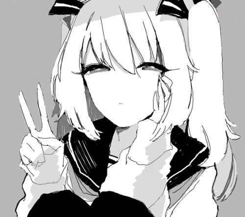 黑白头像动漫女