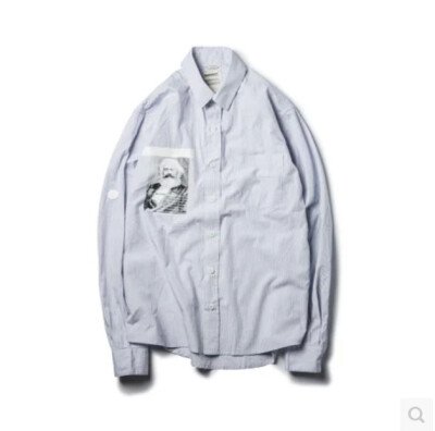 ROARINGWILD 15AW CVCSHIRT . LS 蓝色条纹贴图衬衫