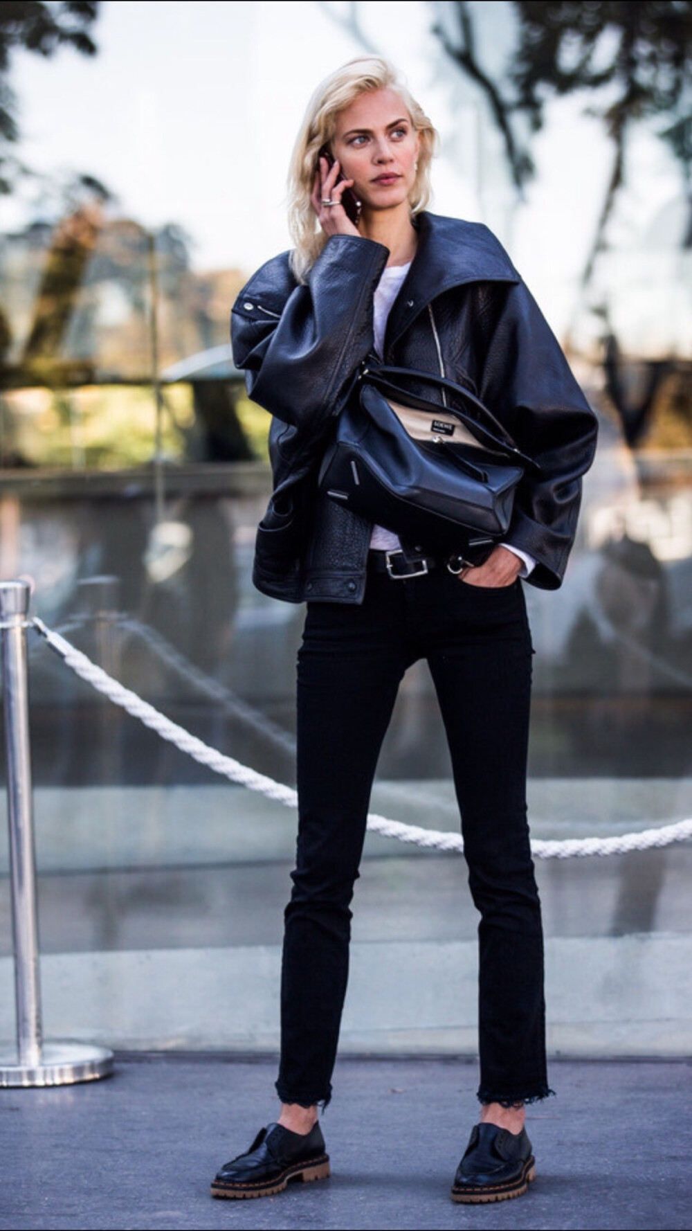 Oversize leather jacket