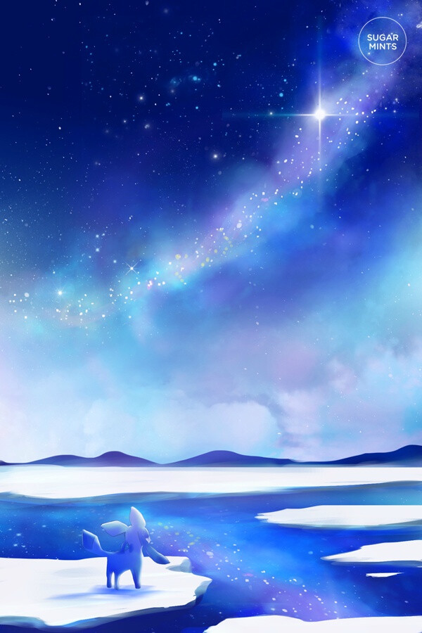 星河 夜空 雪地 色彩斑斓 意境 壁纸 动漫 梦幻 汤上一套美cry的壁纸