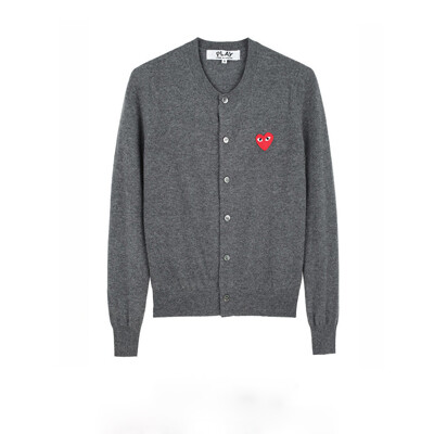 {MONHYO}CDG Red Emblem Cardigan 红心刺绣 羊绒混羊毛针织开衫