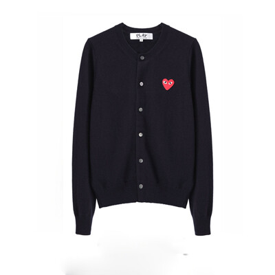 {MONHYO}CDG Red Emblem Cardigan 红心刺绣 羊绒混羊毛针织开衫