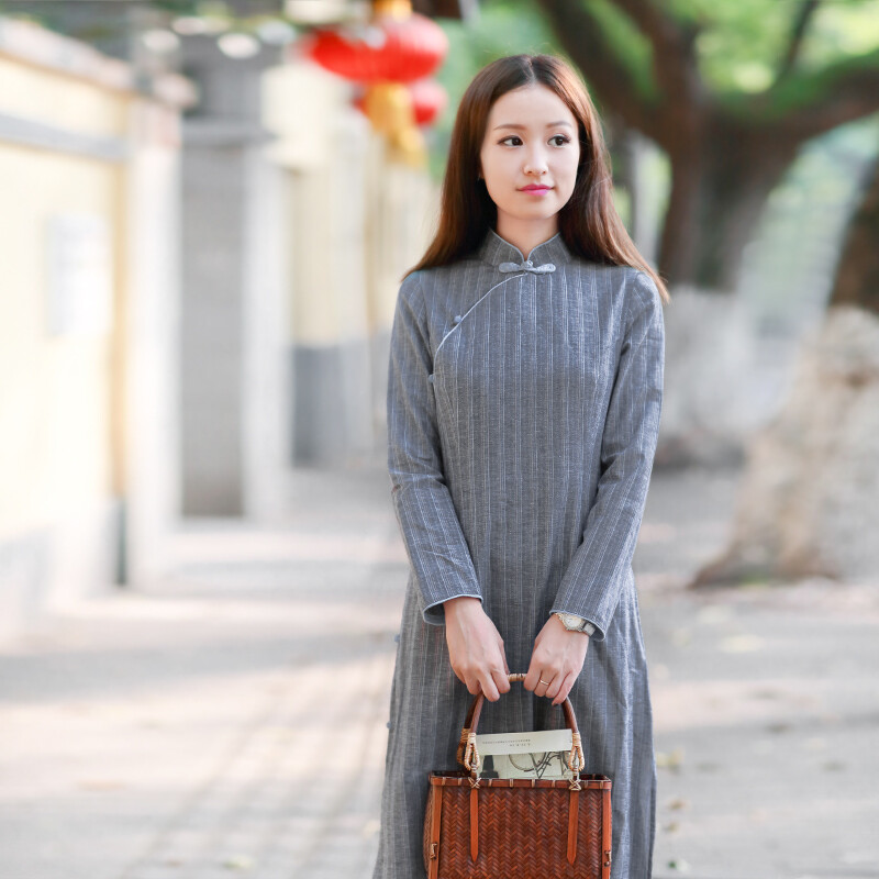 伶俐柠檬原创设计10676民族风女装秋装连衣裙中国风复古旗袍