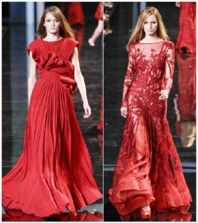 Elie Saab 秀场里的红色