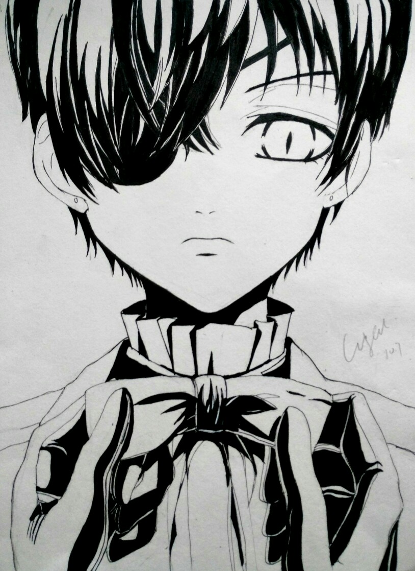 黑执事夏尔塞巴斯酱手绘马克笔插画