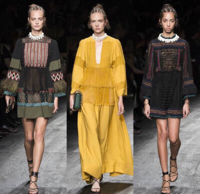 Valentino S/S 2016 Paris. 图腾、编织、面具、刺青，神秘而粗犷的非洲土著部落元素，均被Valentino的精工细作融入2016春夏系列的细节之中。