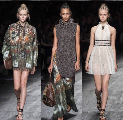 Valentino S/S 2016 Paris. 图腾、编织、面具、刺青，神秘而粗犷的非洲土著部落元素，均被Valentino的精工细作融入2016春夏系列的细节之中。