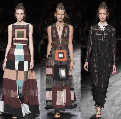 Valentino S/S 2016 Paris. 图腾、编织、面具、刺青，神秘而粗犷的非洲土著部落元素，均被Valentino的精工细作融入2016春夏系列的细节之中。