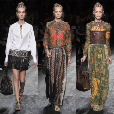 Valentino S/S 2016 Paris. 图腾、编织、面具、刺青，神秘而粗犷的非洲土著部落元素，均被Valentino的精工细作融入2016春夏系列的细节之中。