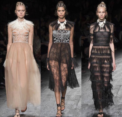 Valentino S/S 2016 Paris. 图腾、编织、面具、刺青，神秘而粗犷的非洲土著部落元素，均被Valentino的精工细作融入2016春夏系列的细节之中。