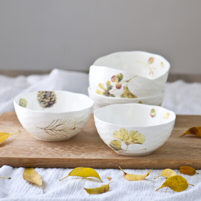 秋实系列骨瓷米饭碗 陶瓷小汤碗沙拉碗寿司碗水果碗 日式小面碗