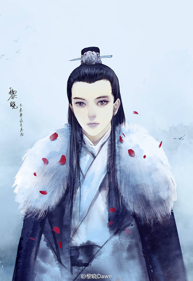 绘师【黎晓】 #琅琊榜##琅琊榜胡歌# 看剧情时，苏苏多有伤情处，再配上背景音乐时，效果更甚。这次先画其一，取温庭筠的杨柳枝“ 玲珑骰子安红豆，入骨相思知不知？”