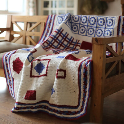 掬涵纯手工针织毯子100号装饰床毯沙发毯休闲毯线毯棉毯空调