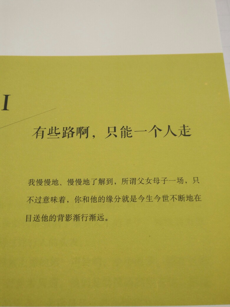 “所谓父母子女一场，只不过意味着，你和他的缘分就是今生今世不断地在目送他的背影渐行渐远”。 ——《目送》