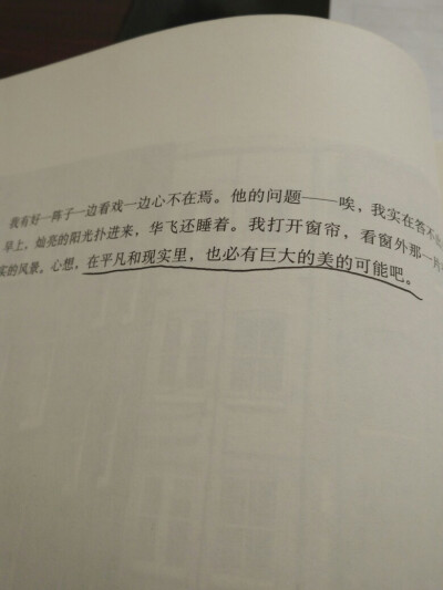 “在平凡和现实里，也必有巨大的美的可能吧”。 ——《目送·爱情》