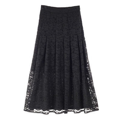 topbuyer 拼接设计 高品质 黑色蕾丝半身裙 中裙