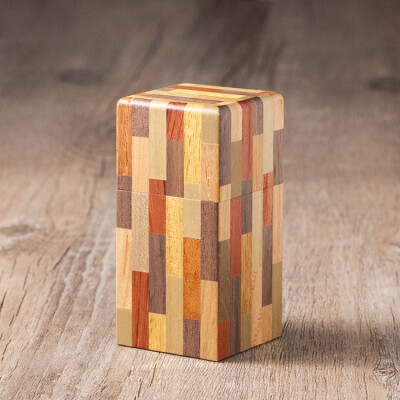 日本箱根传统手工艺 寄木细工 职人手作实木拼接立式方形牙签盒