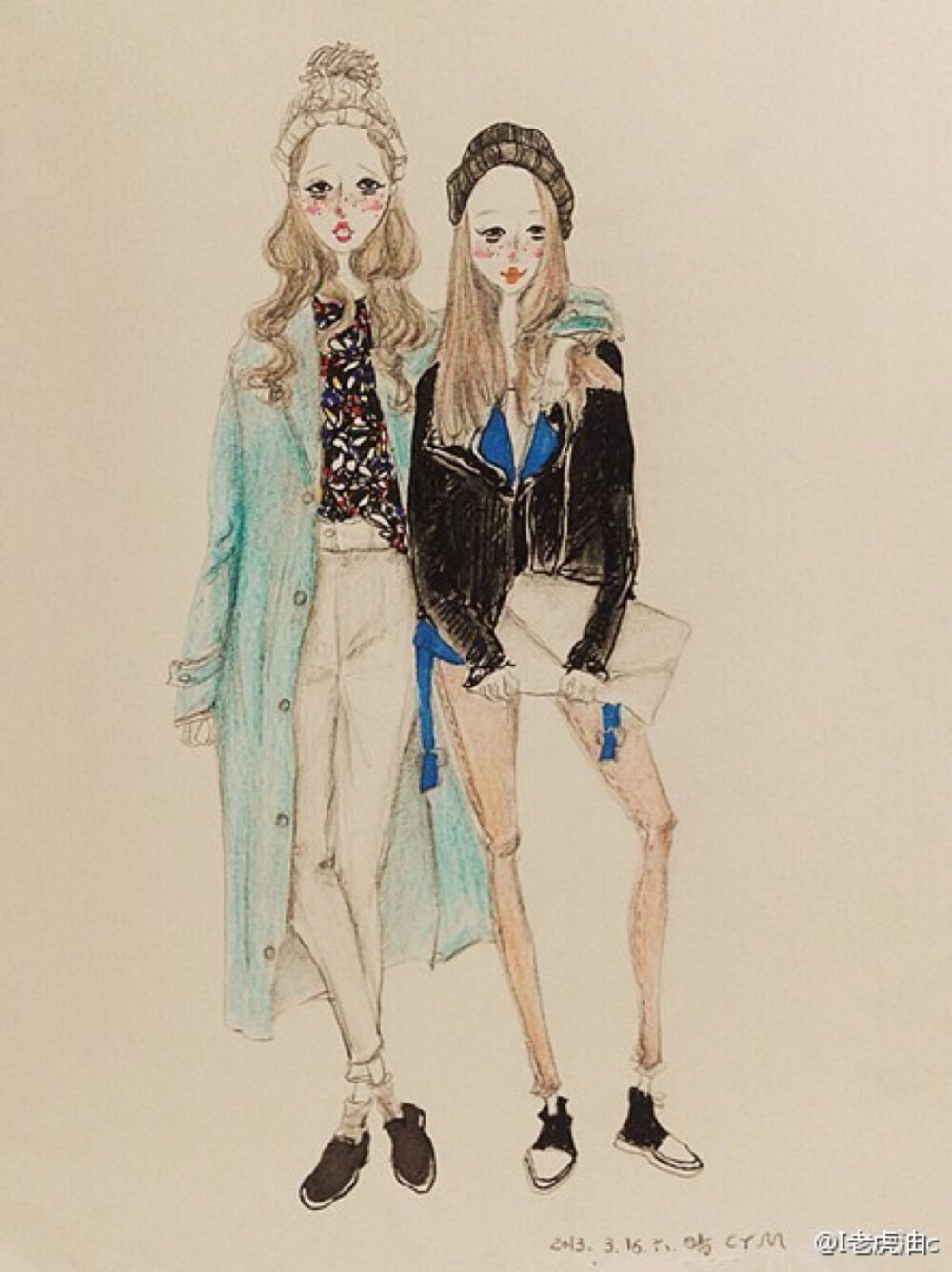 时尚插画设计手绘时尚作者微博byi老虎油c