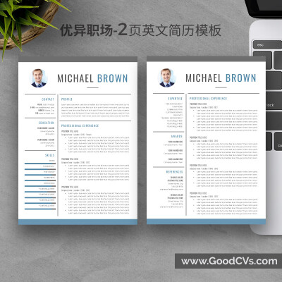 简洁英文简历模板 | 符合外企招聘需求与外观特点 | 英文1页、2页模板与求职信、感谢信