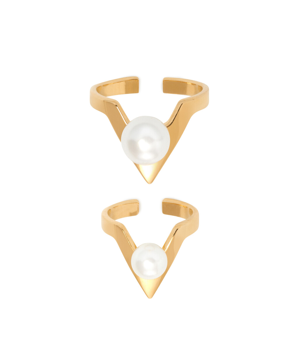 AW15MFP Visitors Pearl Ring 外星到访者 双V 珍珠 戒指套组