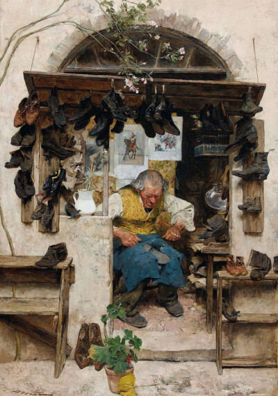 The old shoemaker, Edouard John Mentha. Swiss (1858 - 1915) …