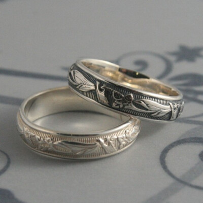 对戒925纯银新艺术 海外原创手工 美国定制复古2枚情侣对戒戒指