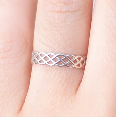 戒指925纯银18K包金凯尔特蕾丝 欧美原创手工 以色列定制戒指
