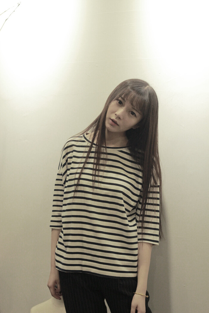 coin itemNAVAL STRIPE JERSEY藏蓝海军条纹本白女士落肩中袖