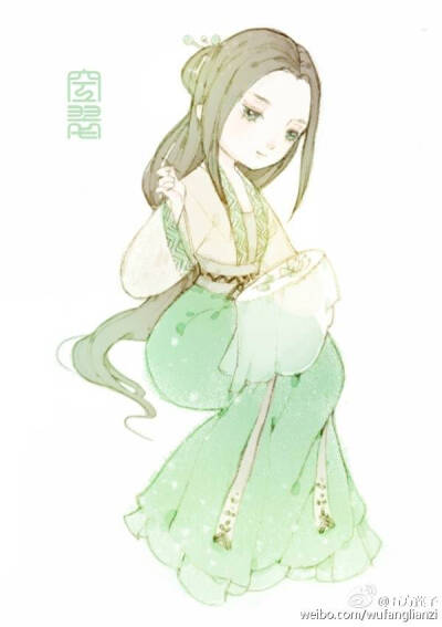 绘师：五方莲子: #汉服# #齐腰襦裙#