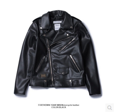 香港FTW Forthewin15AW leather秋冬男短款pu机车皮夹克皮衣外套