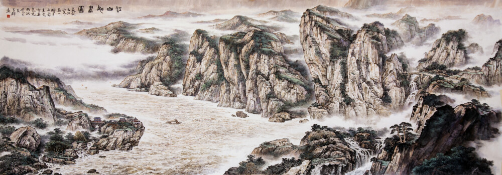 印象赤壁（300cm×100cm） 作者：中国工艺美术大师、山水画家王子锦