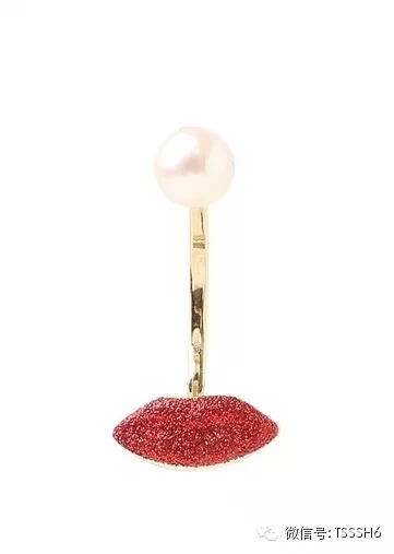 DELFINA DELETTREZ 闪光嘴唇&amp;amp;珍珠单耳环