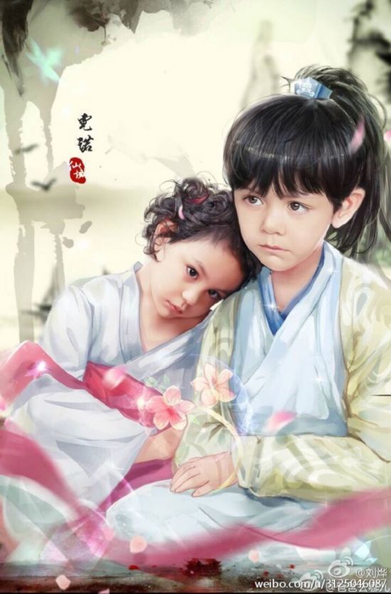 10月18日，刘烨晒出一对儿女古装版漫画，… - 高清图片，堆糖，美图壁纸兴趣社区