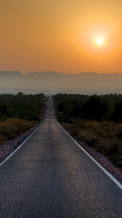 天空 公路 夕阳