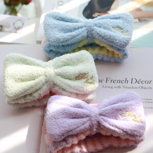  厚实软萌冰淇淋色软绵绵蛋糕蝴蝶结束发带面膜帽洗脸发带