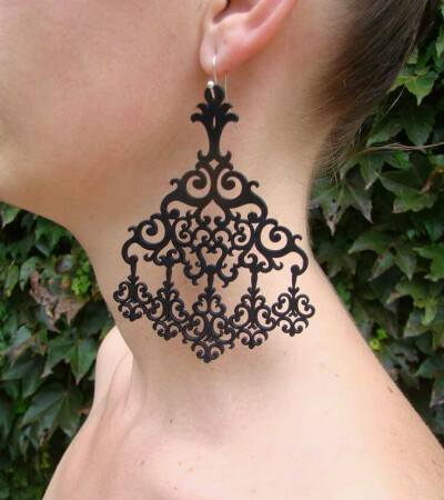 材质以皮革和橡胶为主，融入剪纸元素的创新饰品，在欧美市场价格在10～100欧元不等。（本人非代购，勿扰。）