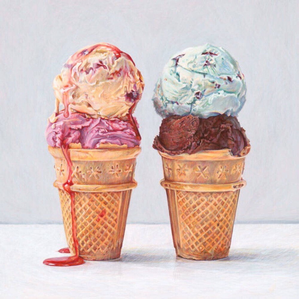 英国插画师joel笔尖上的美食双球冰淇淋
