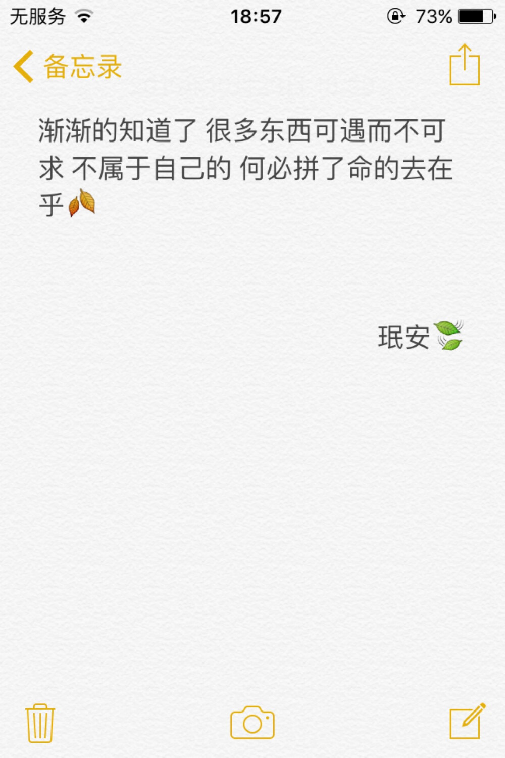 备忘录文字 渐渐的知道了 很多东西可遇而不可求 不属于自己的 何必拼