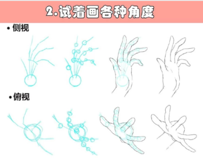 不同角度的手