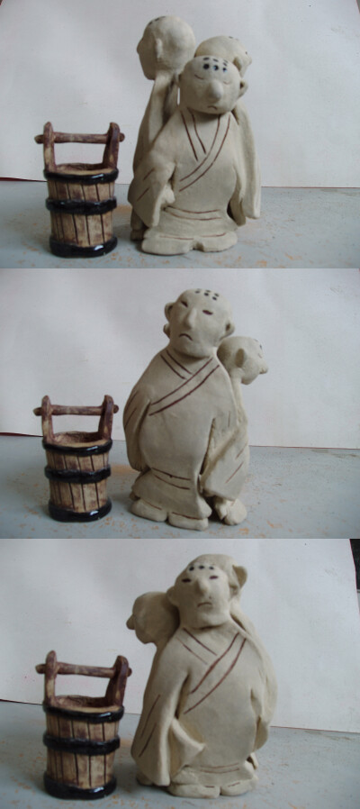 陶艺——三个和尚无水吃