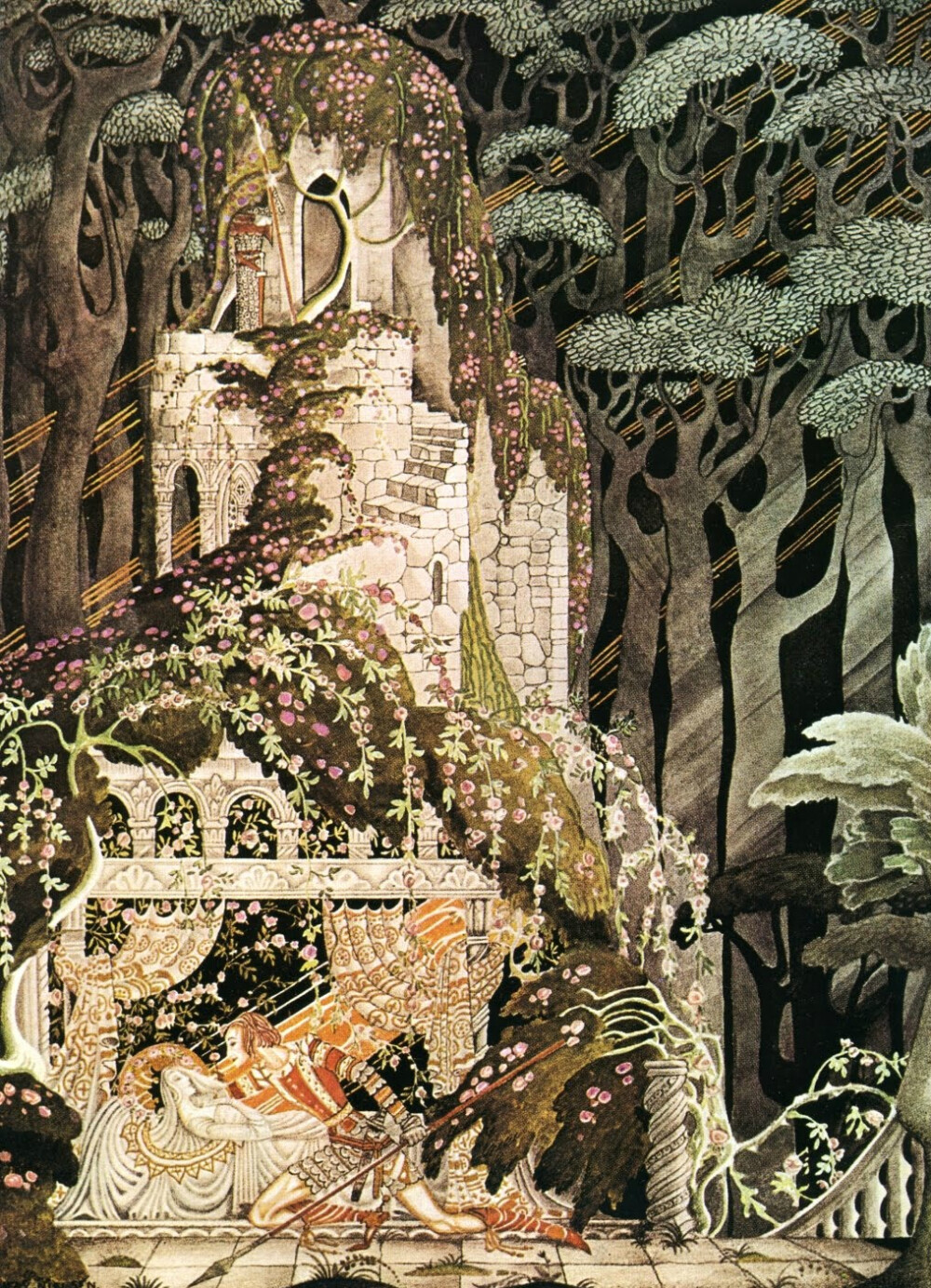 对安徒生童话诠释得最贴切的丹麦插图画家——Kay Nielsen。和大多数前卫艺术家一样Nielsen在他的那个年代没有得到认可，强烈的个人风格，冷峻锐利的线条、大胆突兀的色调、华丽浓重的气质与当时甜美的主旋律格格不入。在Nielsen去世后艺术成就得了评论家的欢心，得到追捧。