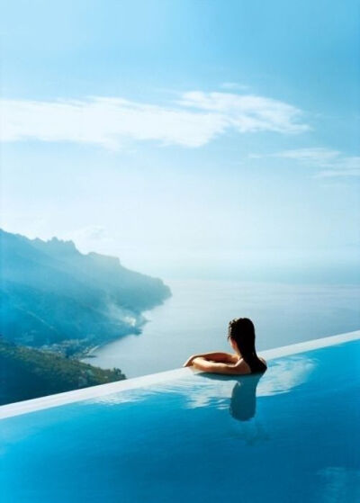 The infinity pool at Hotel Caruso in Ravello, Italy, on the Amalfi coast