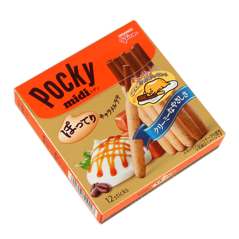 日本 固力果 pocky midi焦糖拿铁味巧克力百奇饼干棒61.8g 12本入