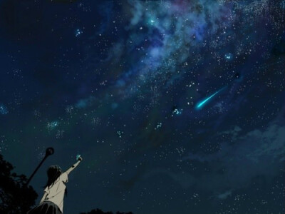 夜空、流星