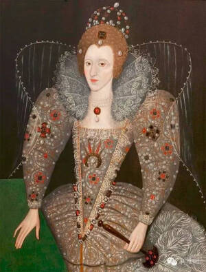 伊丽莎白一世  Queen Elizabeth I with a Fan, c.1592.Artist Unknown.
